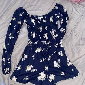 Navy Blue, Floral Hollister Romper Size Small